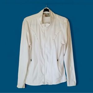 Athleta Zipper Jacket XL White & Turquoise